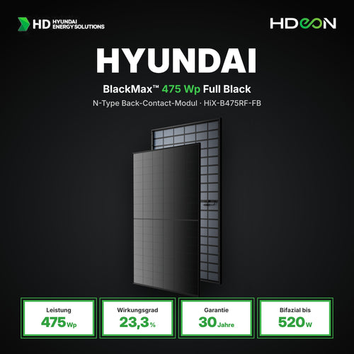 HD Hyundai BlackMax™ 475 Wp – Paket mit 888 Stk. PV-Modulen