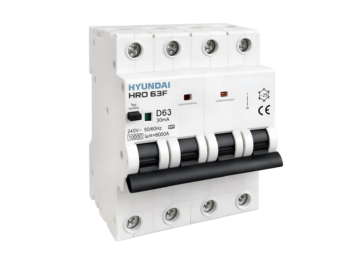 Hyundai FI/LS-Schalter RCBO 3P+N 6kA Typ A, 10–40A